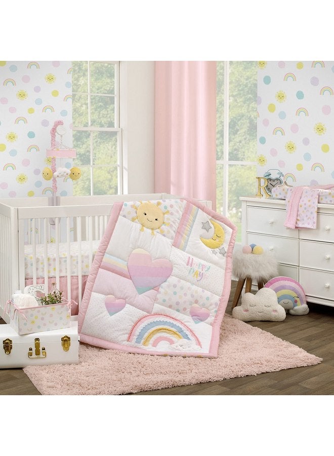 NoJo Happy Days Pink, Yellow and White Plush Sun and Clouds Musical Mobile - Image 4