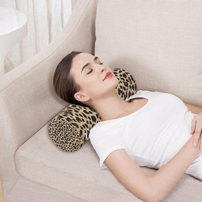 GUIJI Leopard Print Bolster Pillow, Round Pillow for Bed with Removable Washable Cover, Cylinder Pillows for Head, Neck, Back and Legs Cervical Neck Pillow Sleeping 5.5 x 17 Inch - Image 5