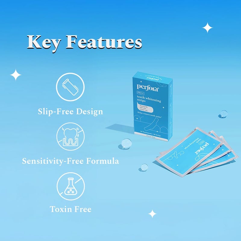 Perfora مجموعة تبييض الأسنان من بيرفورا | سيروم بنفسجي - 30 مل وشرائط تبييض الأسنان - 14 علاج | صيغة العناية بالفم آمنة للمينا وخالية من الحساسية لتقليل بقع الأسنان | عبوة من 2 - Image 4