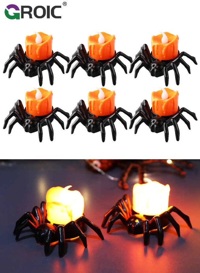 GROIC 6-Pack LED Candles Lights, Flameless Candles Flickering, LED Candles Tea Lights for Holiday Decor, Theme Party, Glow Spider Pumpkin Nightlight Atmosphere Ornaments Props  - Image 1