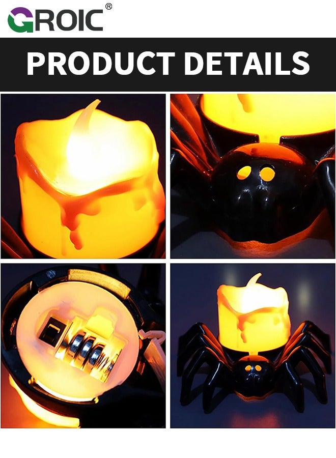 GROIC 6-Pack LED Candles Lights, Flameless Candles Flickering, LED Candles Tea Lights for Holiday Decor, Theme Party, Glow Spider Pumpkin Nightlight Atmosphere Ornaments Props  - Image 3