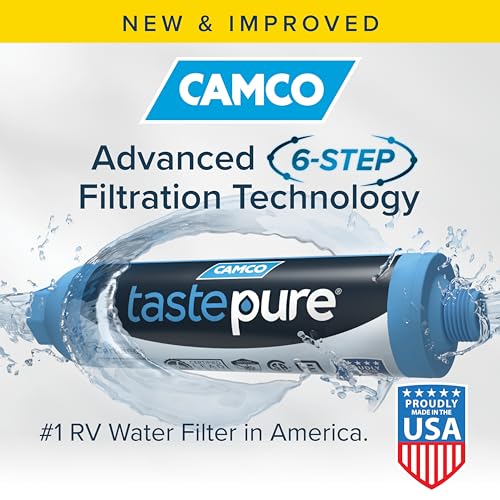 Camco Tastepure RV Water Filter - New Advanced 6-Step Patent-Protected Filtration - Camping Essentials for Fresh Drinking Water - 2-Pack of RV Inline Water Filters, Made in USA (40045) - Image 2