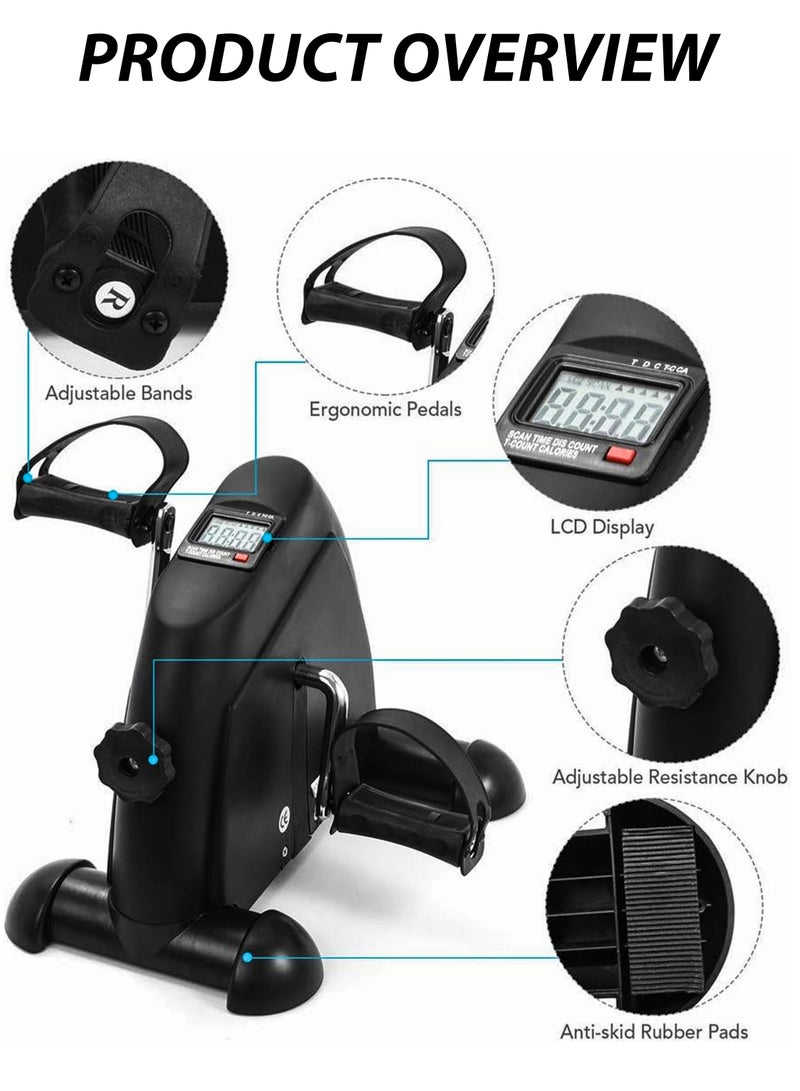 دي بلو دراجة تمارين صغيرة بدواسات للاستخدام تحت المكتب، جهاز بديال للأقدام والذراعين قابل للتعديل، معدات تدريب على اللياقة البدنية للاستخدام في المنزل والصالة الرياضية والعلاج الطبيعي للنساء والرجال - Image 3