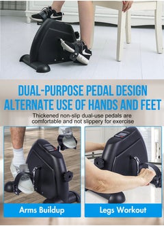 DBLEW Under Desk Mini Pedal Exerciser Bike Portable Foot Cycle Arm & Leg Peddler Machine Adjustable Resistance Small Stepper Fitness Training Equipment for Home Gym Physiotherapy for Women and Men  - Image 5