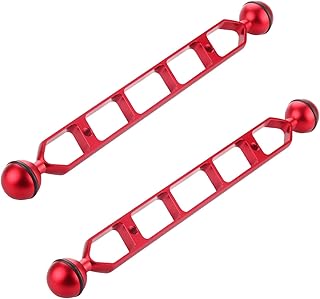 LetonPower Red 11" Double Ball Aluminum Alloy Extension Arm, 1" Ball Head Connector Underwater Arm for Strobe/Video - Image 1