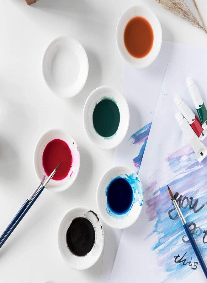 DDRAUY 10PCS Round Porcelain Watercolor Paint Palette,Round Ceramic Artist Paint Palette Container Dish for Painting - Image 3