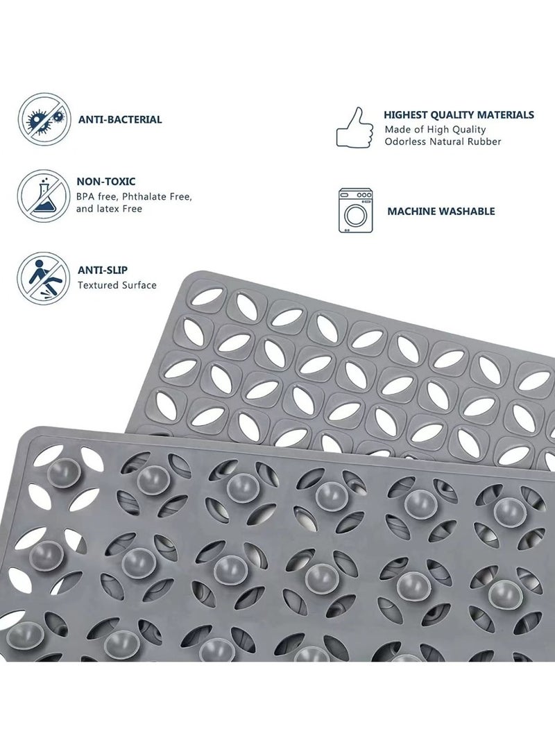 كوتيس 1 قطعة حمام غير قابل للانزلاق حصيرة دش TPE رمادي 70x40 سم - Image 4