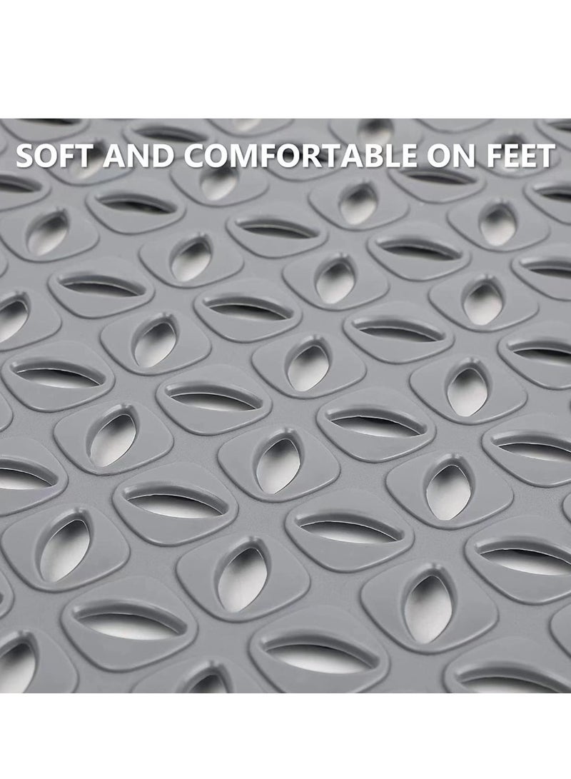 كوتيس 1 قطعة حمام غير قابل للانزلاق حصيرة دش TPE رمادي 70x40 سم - Image 5