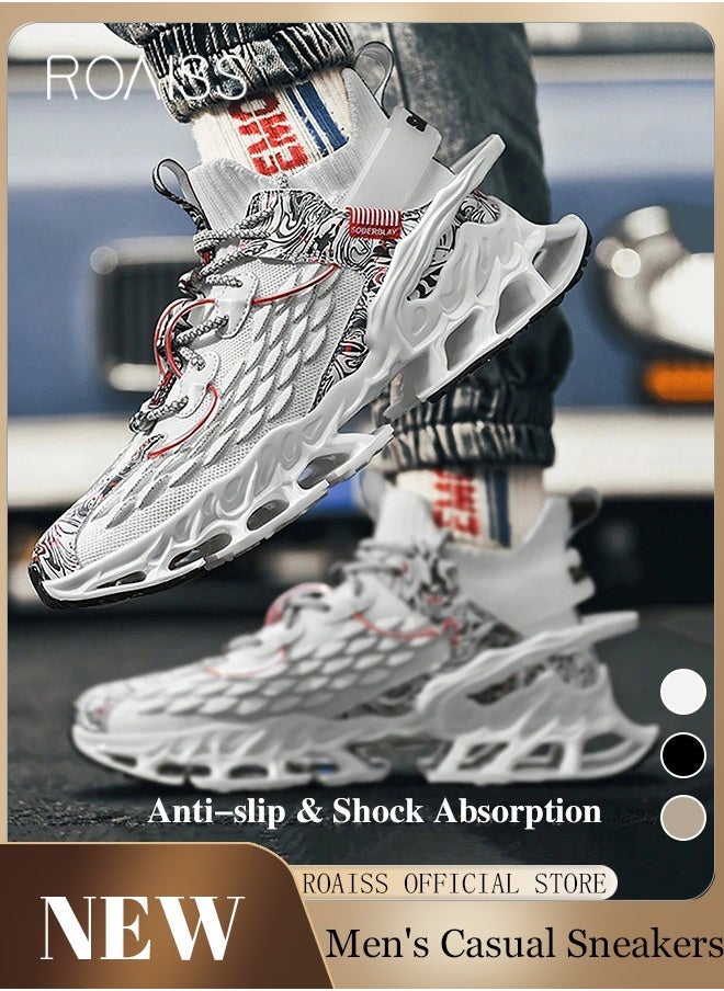 roaiss Trendy Breathable Training Sneakers for Men Non Slip Shock Absorbing Running Sports Bladed Shoes Male Outdoors Actual Match Lace up Front Basketball Shoes - Image 1