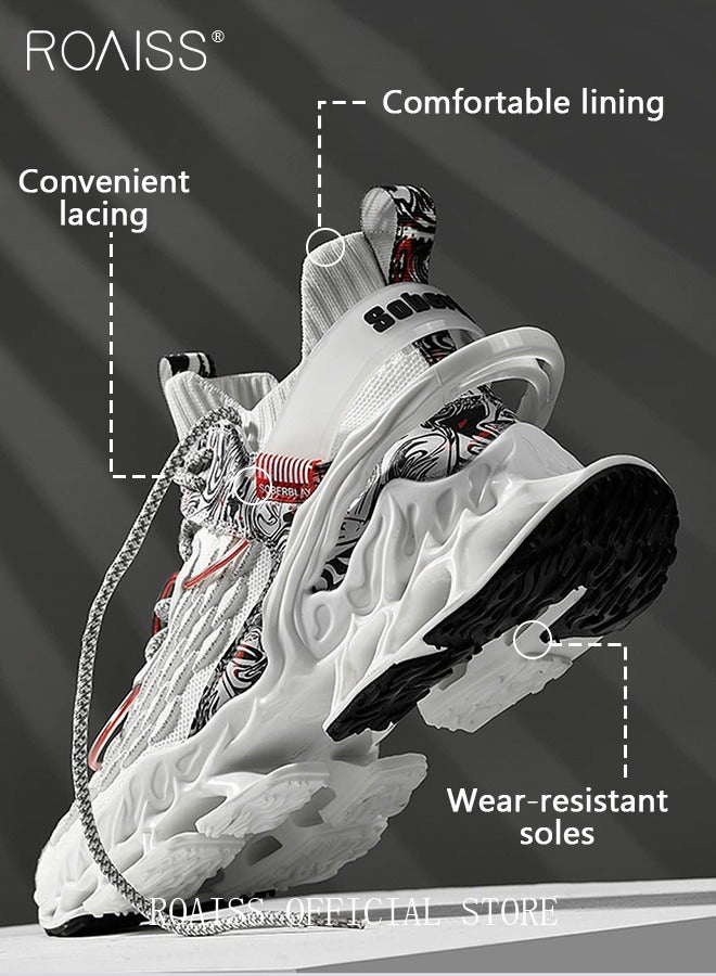 roaiss Trendy Breathable Training Sneakers for Men Non Slip Shock Absorbing Running Sports Bladed Shoes Male Outdoors Actual Match Lace up Front Basketball Shoes - Image 4