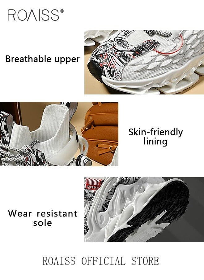 roaiss Trendy Breathable Training Sneakers for Men Non Slip Shock Absorbing Running Sports Bladed Shoes Male Outdoors Actual Match Lace up Front Basketball Shoes - Image 5