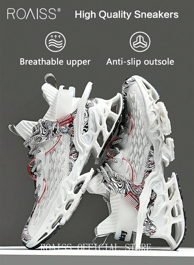 roaiss Trendy Breathable Training Sneakers for Men Non Slip Shock Absorbing Running Sports Bladed Shoes Male Outdoors Actual Match Lace up Front Basketball Shoes - Image 3