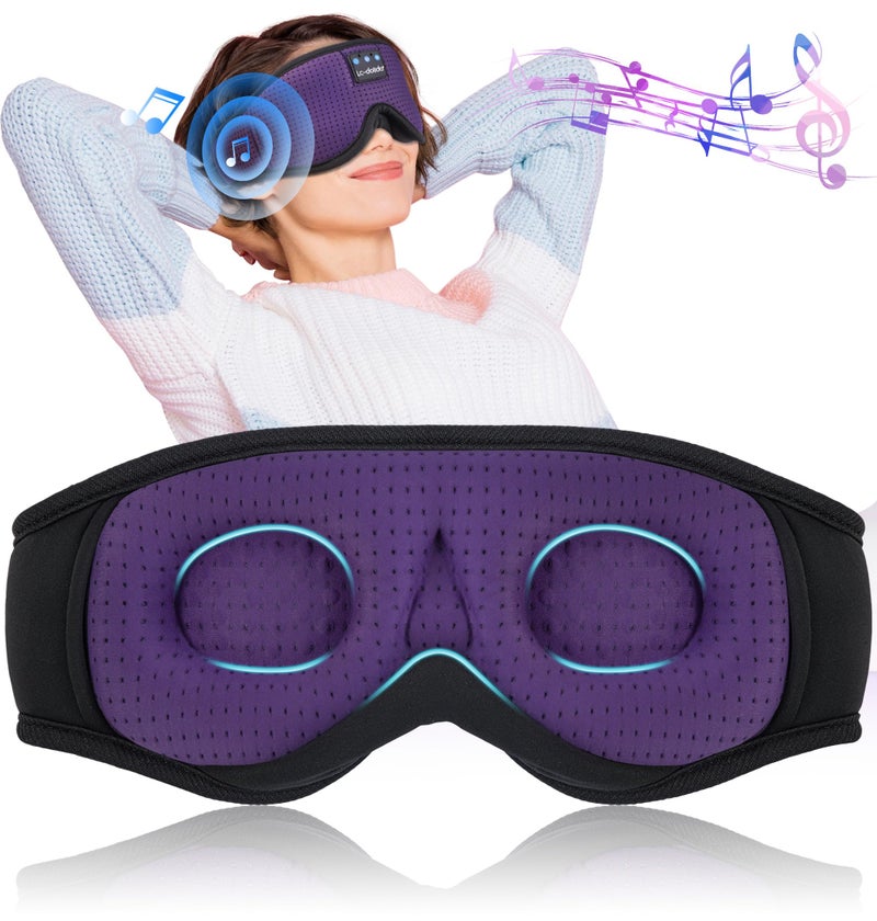 LC-dolida Sleep Mask with Bluetooth Headphones Bluetooth Sleep Mask Sleep Headphones,3D Eye Mask for Sleeping Mask Music Sleeping Headphones for Side Sleepers Meditation Gifts Gadgets for Men Women - Image 1