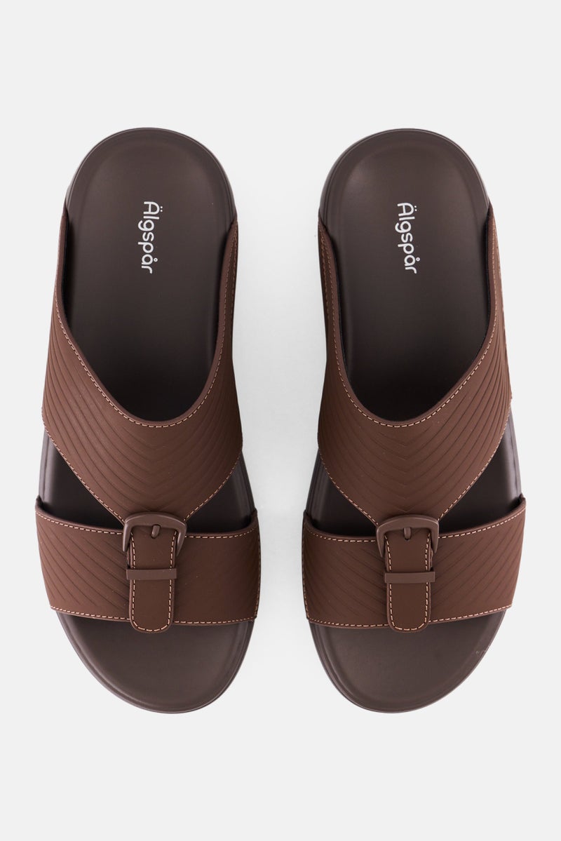 Algspar Men Double Strap Slip On Arabic Sandals, Brown  - Image 3