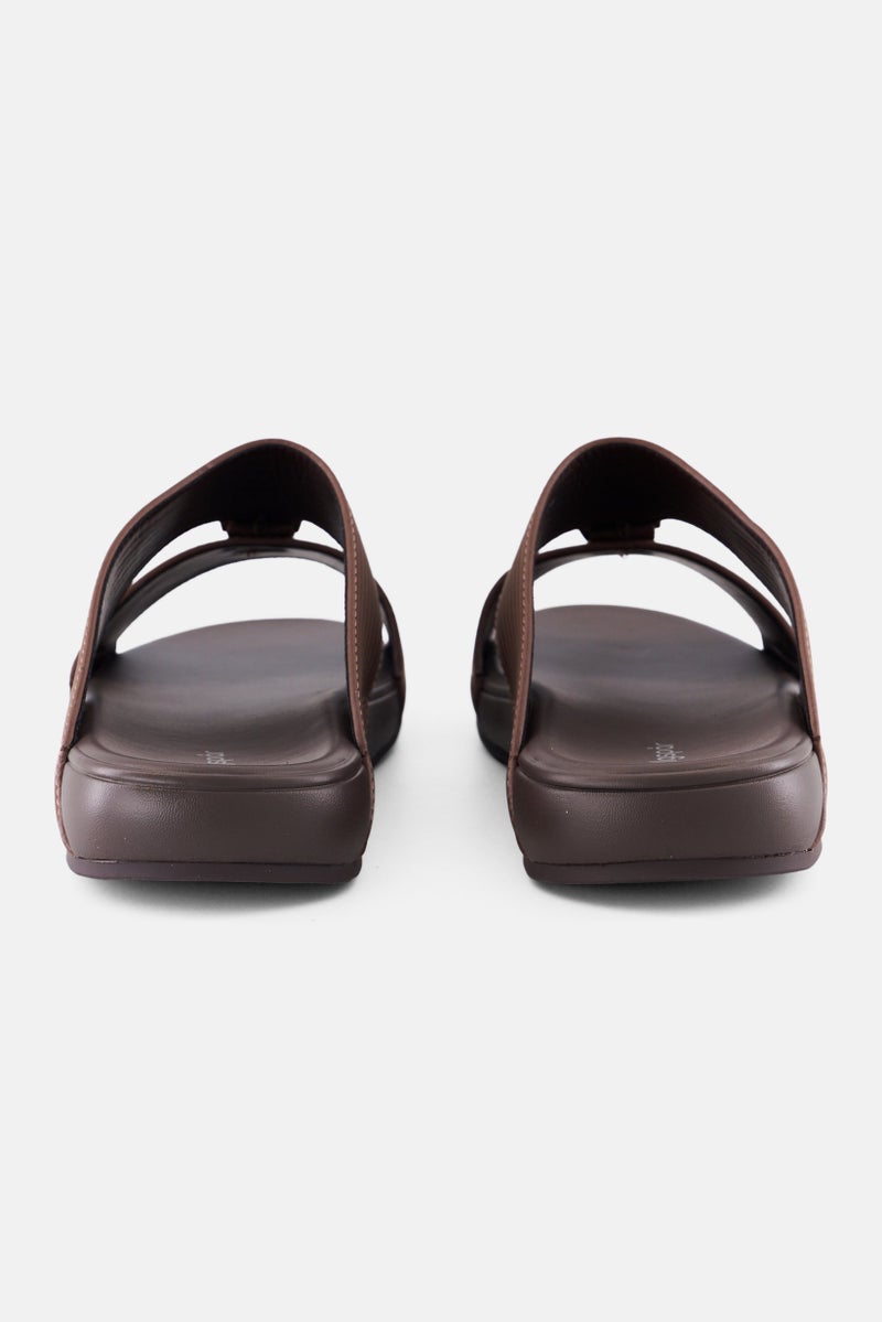 Algspar Men Double Strap Slip On Arabic Sandals, Brown  - Image 2