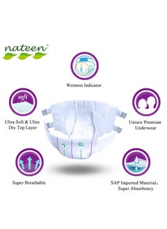 nateen حفاضات Nateen Super Ultra للبالغين، مقاس X-Large، مقاس الخصر 130-175 سم، 10 قطع، سراويل داخلية ذات أقصى قدر من الامتصاص، وحماية من التسرب.  - Image 3
