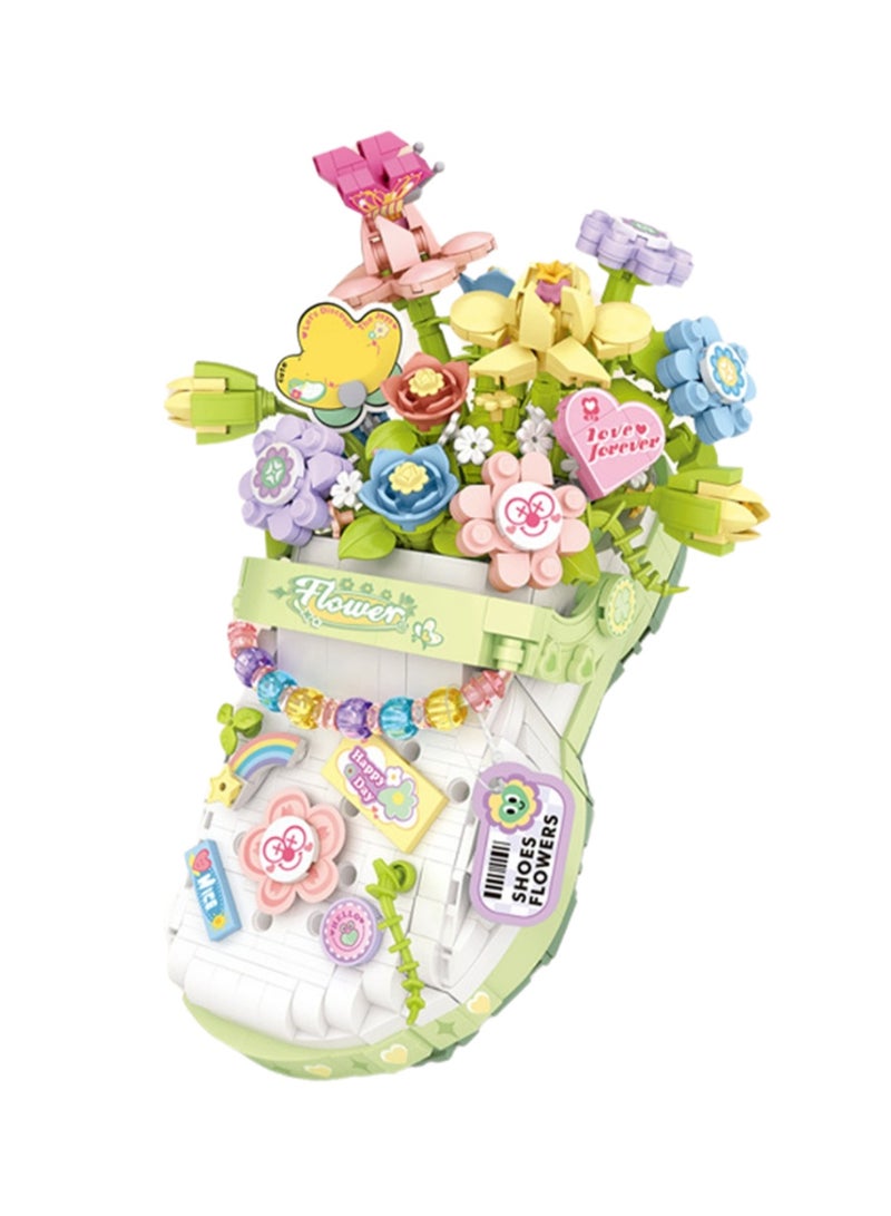 1040pcs Flower Hole Shoes Model Set Creative Diy Simulation Collection Building Assembly Toys Children Adult Home Decoration  - Image 1