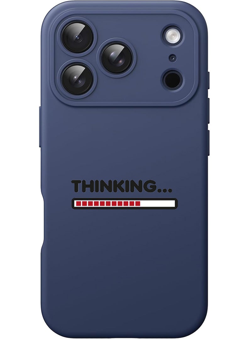 Theodor Protective Slim Fit Case Liquid Silicone Cover with Full Body Protection Anti-Scratch Shockproof Case For Apple iPhone 17 Pro (Blue) Thinking - Image 1