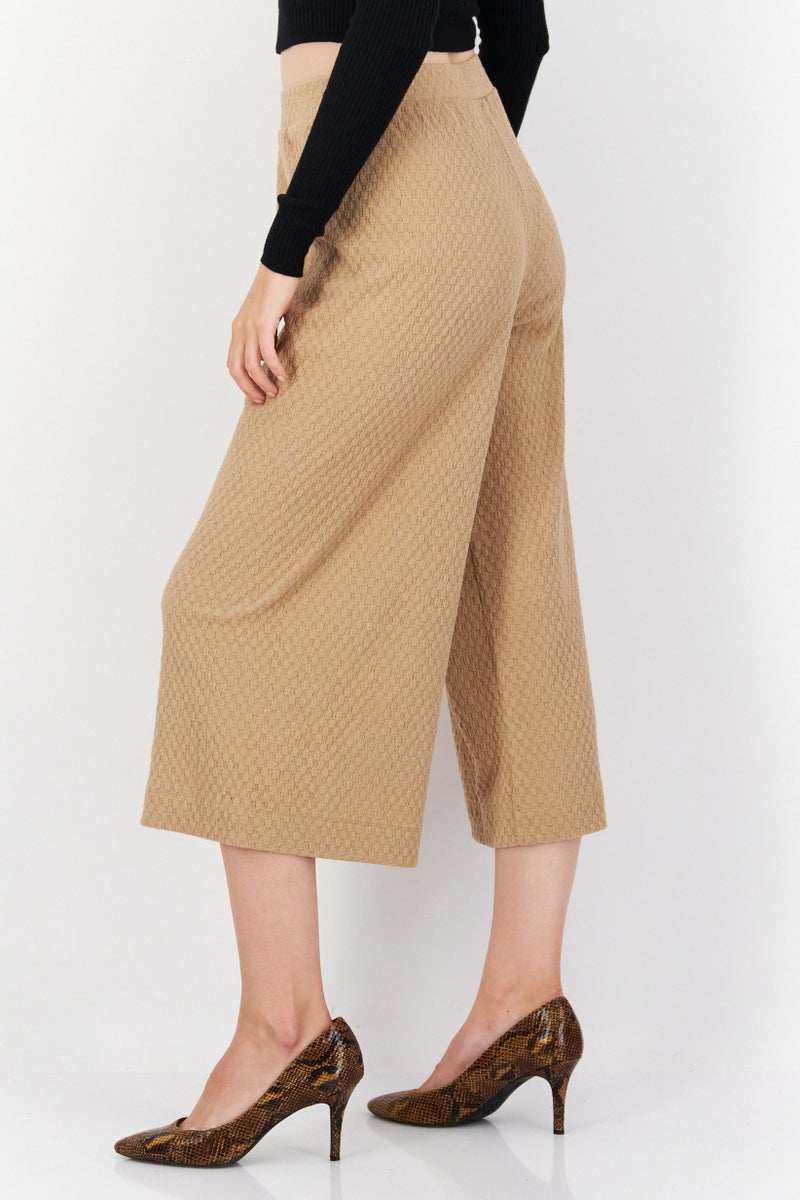 Taifun Women Wide Leg Textured Palazzo Pants, Beige  - Image 4