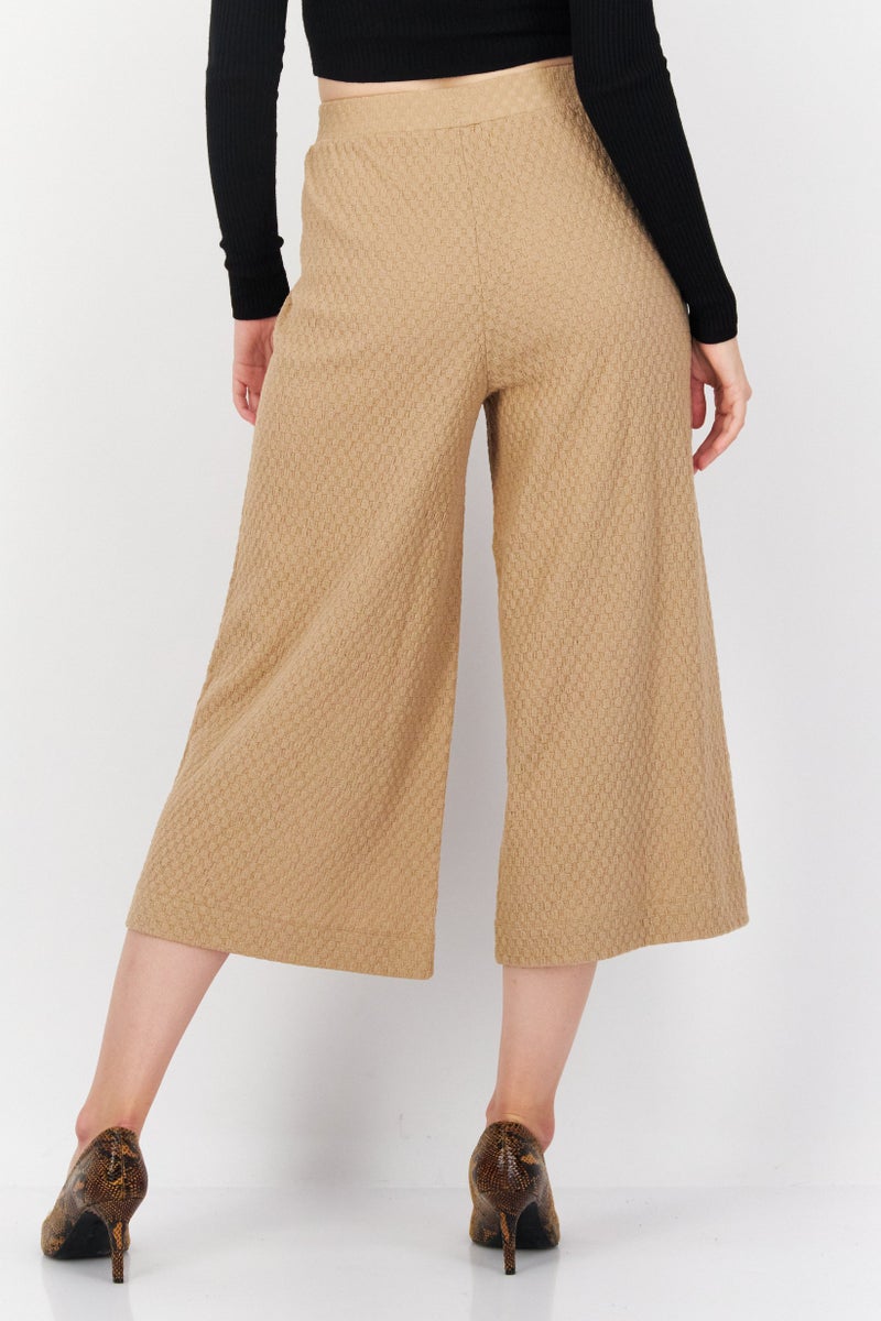 Taifun Women Wide Leg Textured Palazzo Pants, Beige  - Image 2