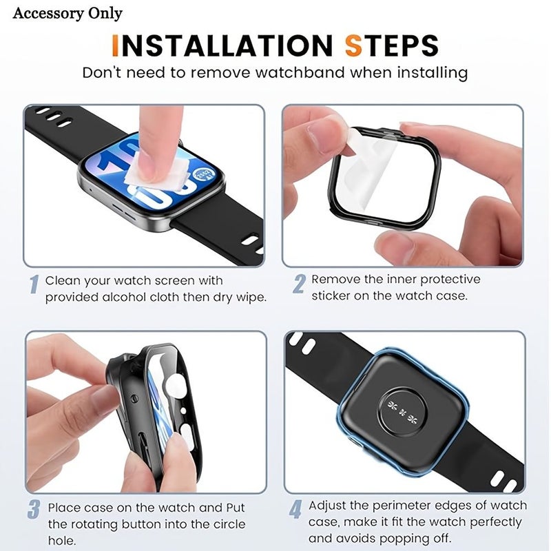 Compatible With Huawei Fit 4 Watch Case For HUAWEI Fit 4 Pro Ultra Thin Hard PC Cover With Tempered Glass Screen Protector Scratch Resistant Stylish Design Ivory White Plus Black Accessories Only Ideal Gift Choice - Image 5