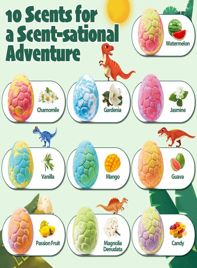 JuraFizz Dinosaur Bath Bombs for Kids with Surprise Inside, 10 Pack Natural Dino Eggs with Exclusive Carnivorous Dinosaur Toys, Fizzing Fun Gifts for Boys Girls, Dinosaur Toys for Kids Ages 3-9 - Image 5