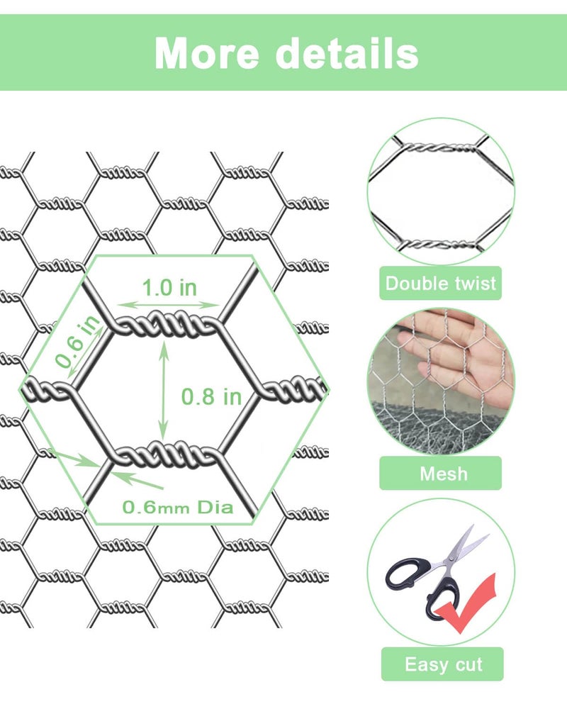 vensovo Galvanized Chicken Wire Mesh Roll 13.7" x 590", 0.8 Inch Hexagonal Poultry Netting Fence for Garden, Rabbits, Chicken Coop, Plant Protection & DIY Crafts - Image 3