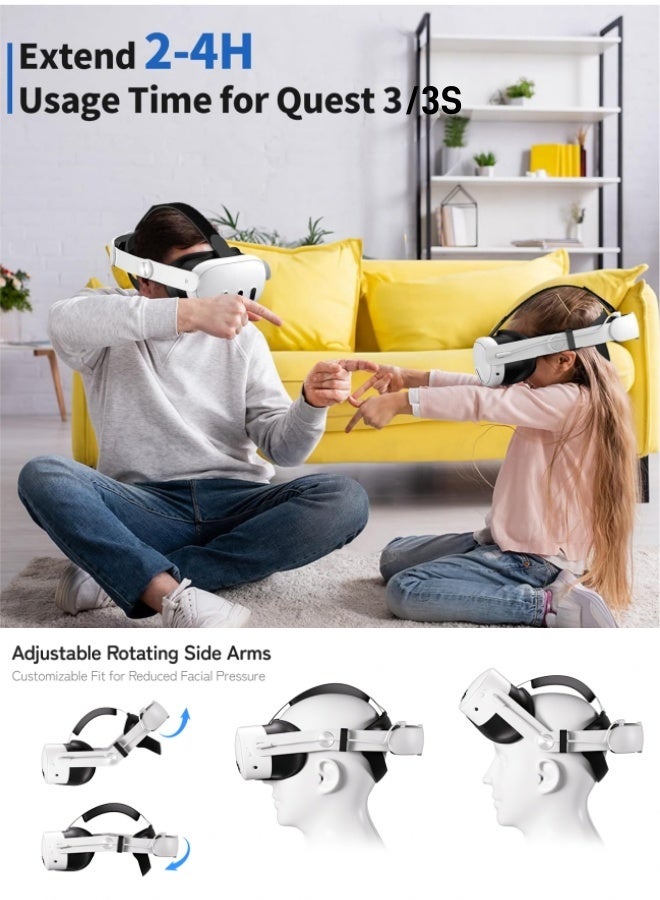 كول رابي Oculus Meta Quest 3S Head Strap Battery 10000mAh Replacement Powered Strap Extended Playtime Enhanced Support VR Accessories for Gaming Daily Use - Image 5