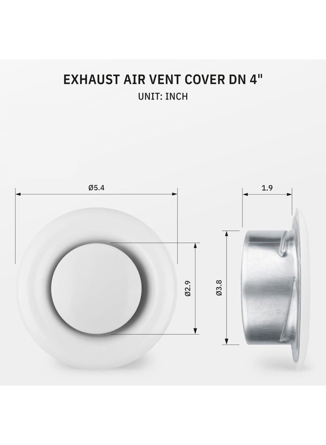 Calimaero® Tvsa 4 Inch Ac Vent Cover Round Adjustable Steel Air Deflector Inline Bathroom Duct Grille Exhaust White Ral 9016 Hvac - Image 2