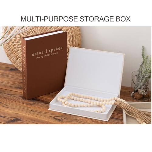 HOMSUN Linen Hardcover Decorative Books for Home Decor - Coffee Table Book Decor Large Fake Faux Books for Decoration Storage Box Bookshelf Decors (Brown Beige, Set of 2) - Image 4
