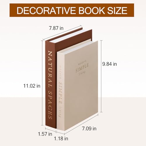 HOMSUN Linen Hardcover Decorative Books for Home Decor - Coffee Table Book Decor Large Fake Faux Books for Decoration Storage Box Bookshelf Decors (Brown Beige, Set of 2) - Image 3