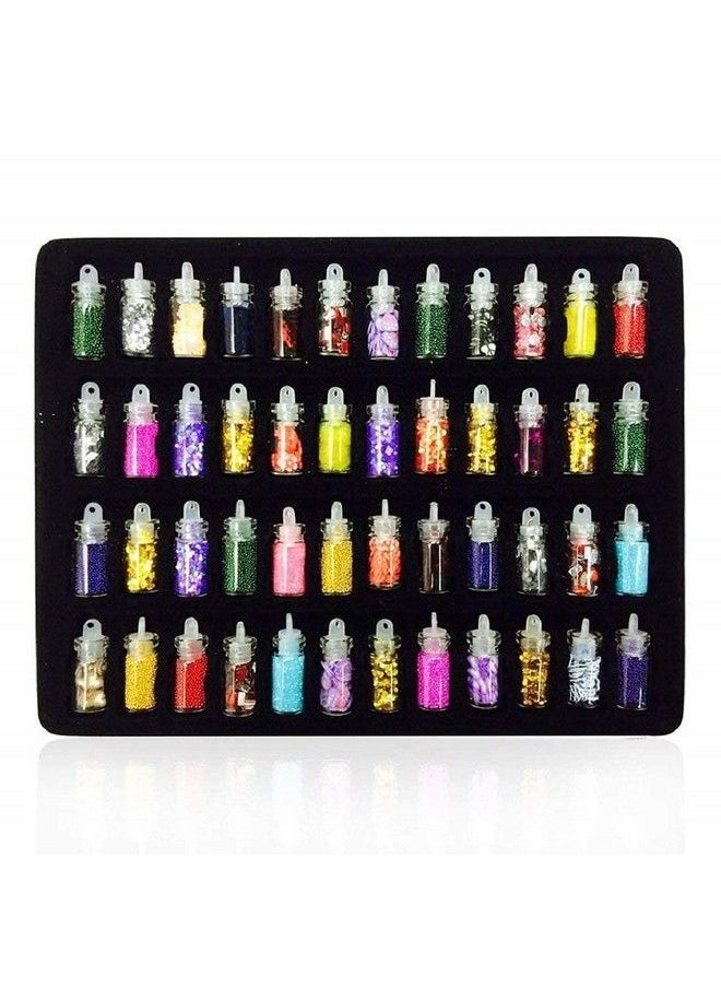 Qumeidie 3D Glitter Set Of Nail Decoration (Multicolor) Set Of 48 Bottles  - Image 1