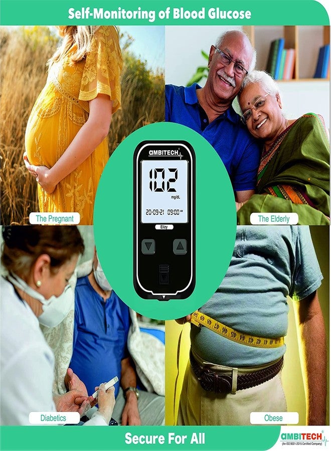 AMBITECH Elizy Blood Glucose Meter Kit with 50 strips (Made in India) (Life time warranty) - Image 2