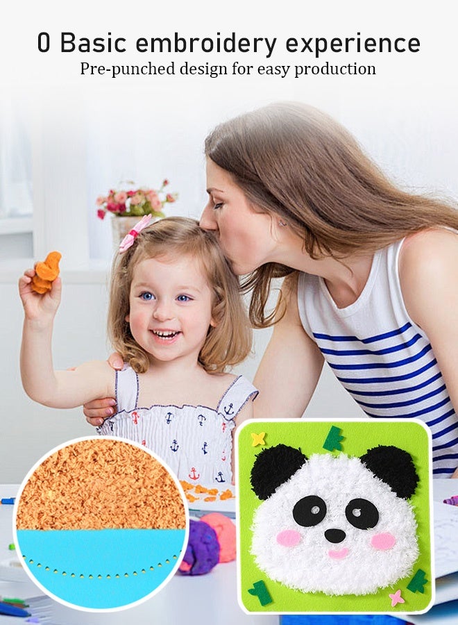 DIY Embroidery Doll Set for Kids Funny Cartoon Animal Sewing Craft Kit, Cartoon Animal Felt Embroidery Stitching with Stickers，SEducational Hand-Sewing Set - Image 5