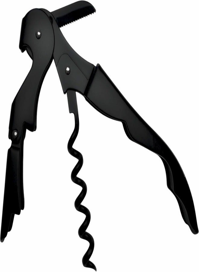Waiters Corkscrew with Foil Cutter and Bottle Opener, 5 inches in Length, Stainless Steel/Black - Image 5
