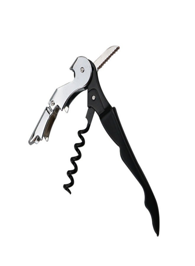 Waiters Corkscrew with Foil Cutter and Bottle Opener, 5 inches in Length, Stainless Steel/Black - Image 3