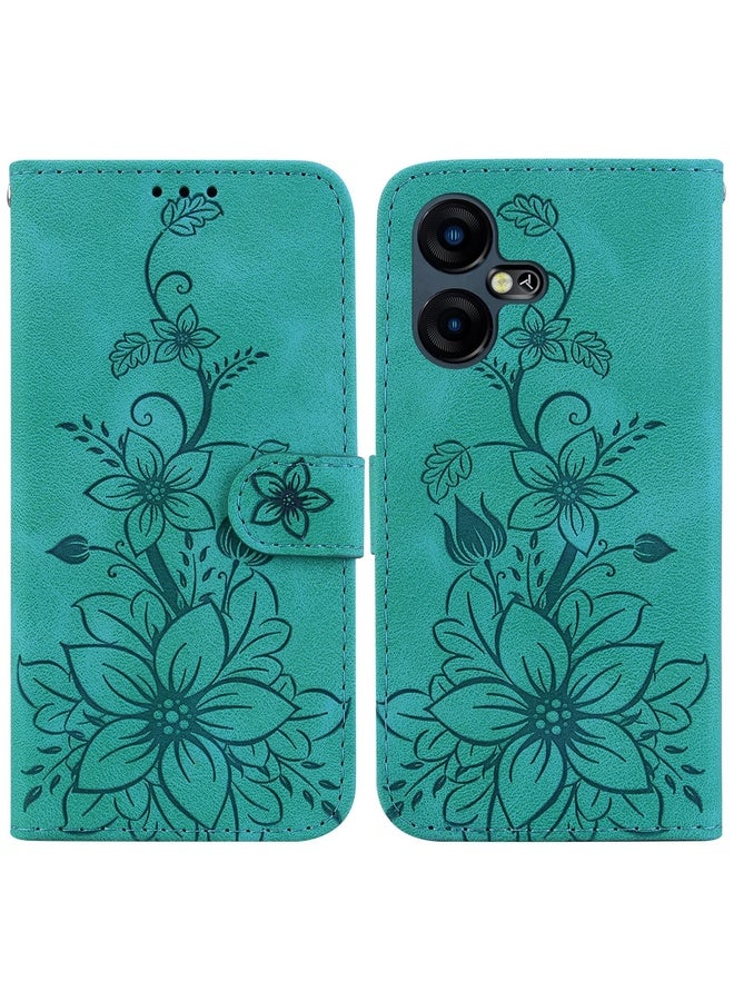 HuHa For Tecno Pova Neo 3 Lily Embossed Leather Phone Case(Green)  - Image 1
