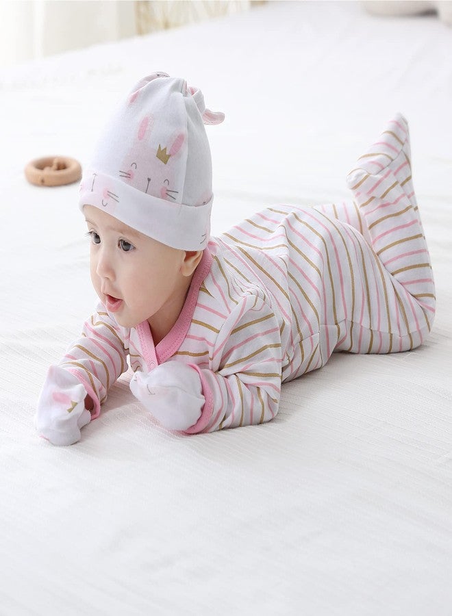 MAMIMAKA Baby Girls Caps Mittens and Thick Warm Socks Cotton Newborn Essentials Accessories (Hats+Gloves+Terry Socks),0-6 Months - Image 5