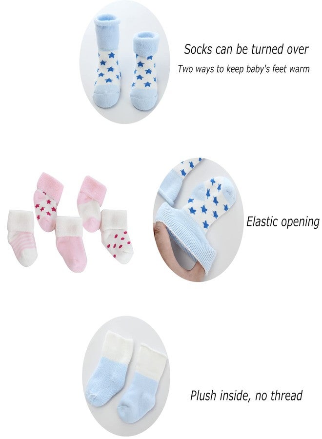 MAMIMAKA Baby Girls Caps Mittens and Thick Warm Socks Cotton Newborn Essentials Accessories (Hats+Gloves+Terry Socks),0-6 Months - Image 2