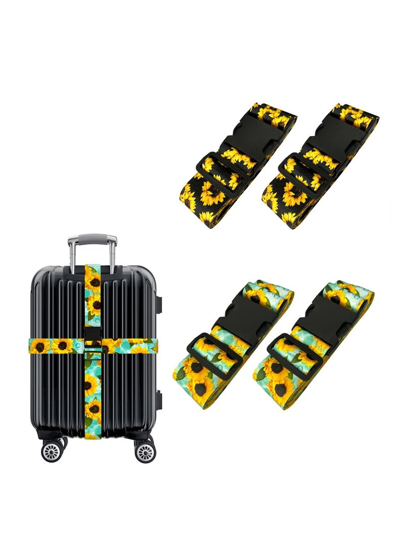 Adjustable Sunflower Luggage Straps 4Pack Perfect for Securely Fastening Your Suitcase with Quick Release Design - Image 1