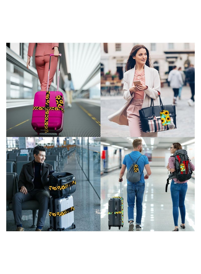 Adjustable Sunflower Luggage Straps 4Pack Perfect for Securely Fastening Your Suitcase with Quick Release Design - Image 5