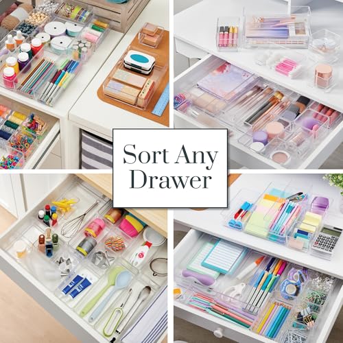 STORi SimpleSort 18-Piece Stackable Clear Drawer Organizer Set | Multi-size Trays | Makeup Vanity Storage Bins and Office Desk Drawer Dividers | Made in USA - Image 4