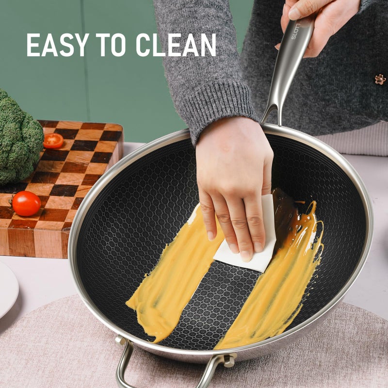 SLOTTET Hybrid 12-Inch Wok with Steamer,Nonstick Stainless Steel Woks & Stir-fry pans with Lid,Stay-Cool Handle,PFOA Free Cookware,Dishwasher and Oven Safe, Works on Induction - Image 4