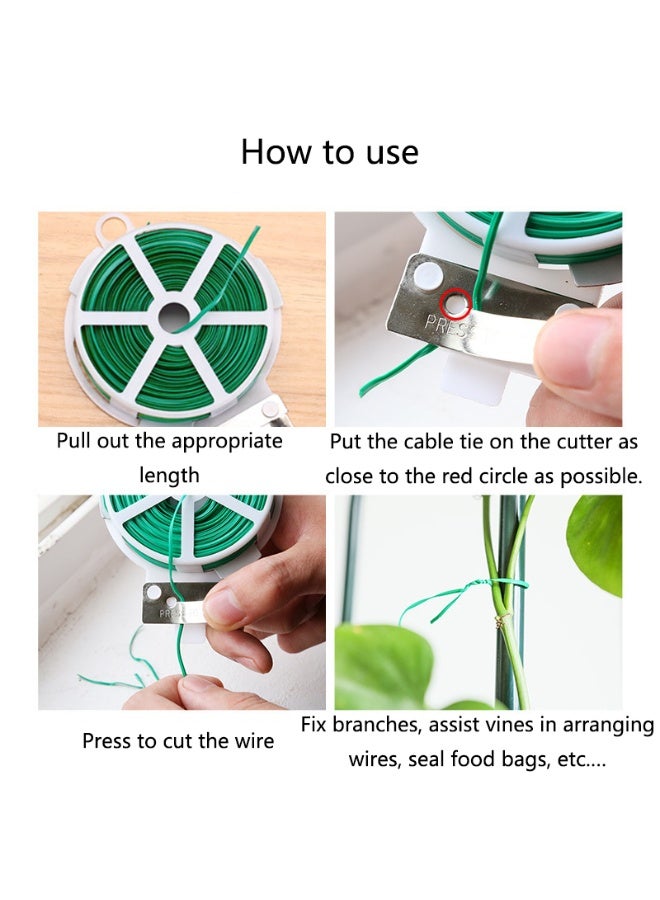 1 Piece Durable Garden Plant Ties with Built-in Cutter - 20m Portable Tie Ties, Reusable Green Garden Wire for Climbing Plants and Vine Supports - Easy-to-Use Gardening Tools - Image 2
