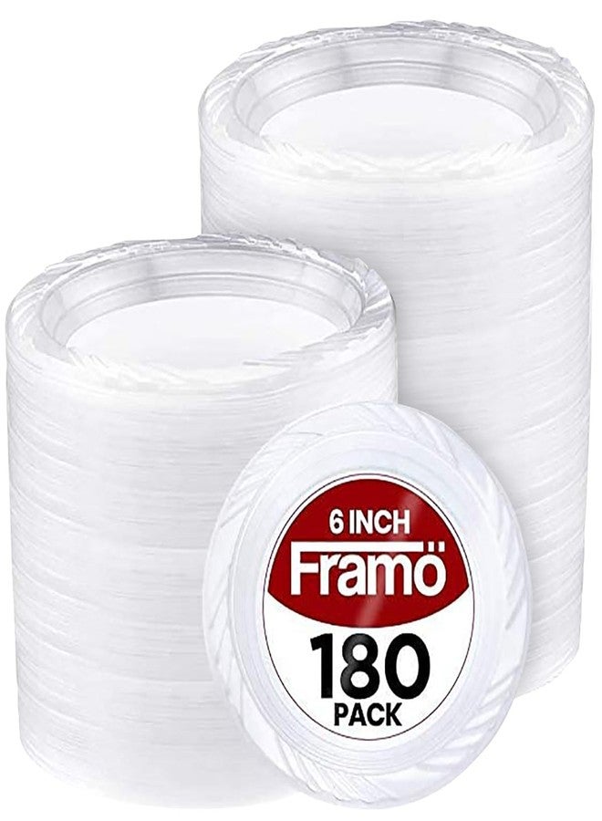 Framo Disposable Clear Plastic Dessert Plates 6 Inch (180 Pack) Microwaveable Small Plastic Plates In Bulk for Parties. Catering. BBQ, Travel - Image 1