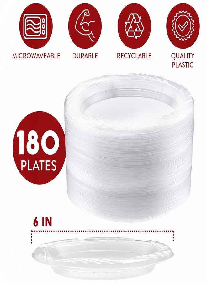 Framo Disposable Clear Plastic Dessert Plates 6 Inch (180 Pack) Microwaveable Small Plastic Plates In Bulk for Parties. Catering. BBQ, Travel - Image 2
