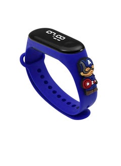Miniso Kids Electronic Digital Watch, Digital Dial Waterproof Cartoon Character LED Kids Watch, Stylish And Fashionable Children Wrist Watch, Comfortable Watch Band For Kids, (1pc, Blue, Captain America)  - Image 1