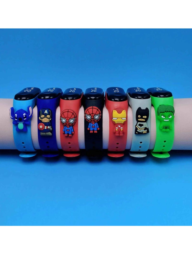 Miniso Kids Electronic Digital Watch, Digital Dial Waterproof Cartoon Character LED Kids Watch, Stylish And Fashionable Children Wrist Watch, Comfortable Watch Band For Kids, (1pc, Blue, Captain America)  - Image 2