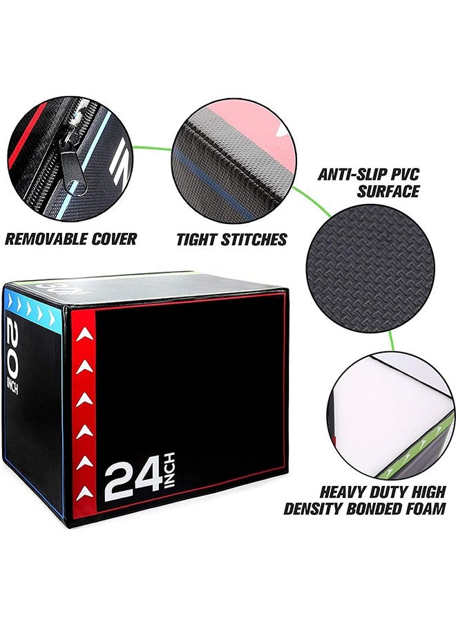 LENND 3 in 1 Extra Firm Soft Plyometric Box Foam Plyometric Box 75cmx61cmx51cm, Heavy Duty High Density Foam Jumping Box 3 Sizes with ,PVC Cover Platform for Home Gym Fitness 200kg Weight Capacity  - Image 3