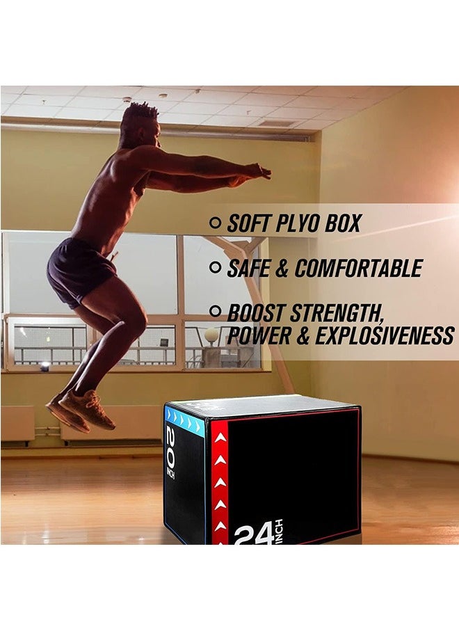 LENND 3 in 1 Extra Firm Soft Plyometric Box Foam Plyometric Box 75cmx61cmx51cm, Heavy Duty High Density Foam Jumping Box 3 Sizes with ,PVC Cover Platform for Home Gym Fitness 200kg Weight Capacity  - Image 2